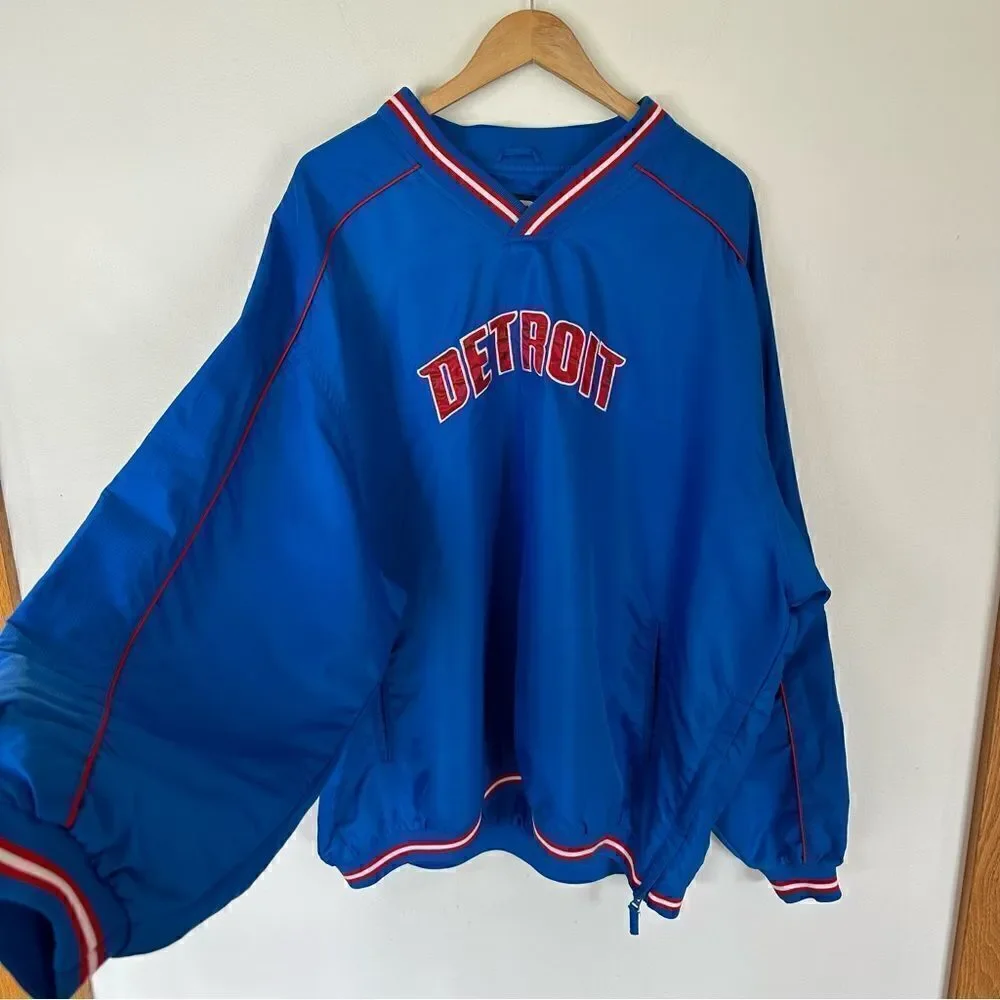 G-III NBA Men’s Detroit Pistons Blue Nylon Red Chalk Line 90s Windbreaker